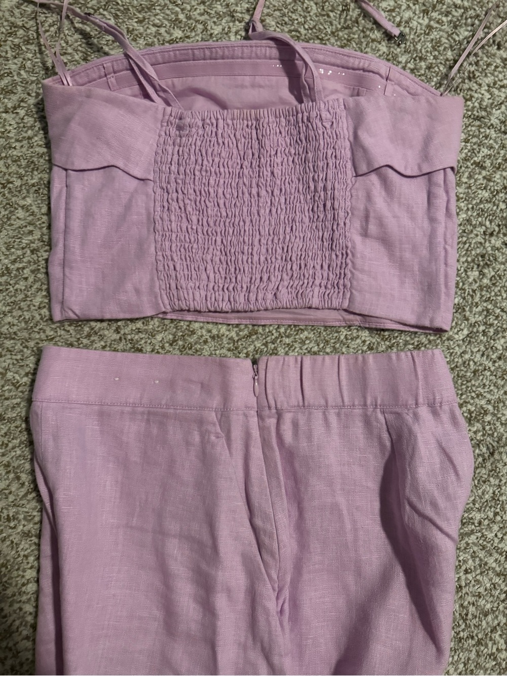Two-Piece Cropped Tank & Scalloped Linen Shorts Set - Picture 6 of 6